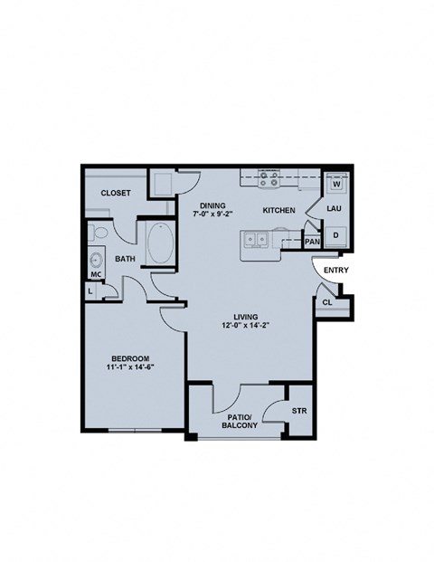 A floor plan of a house with a living room, dining room, kitchen, bedroom, bathroom, and closet.
